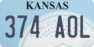 KS license plate 374AOL