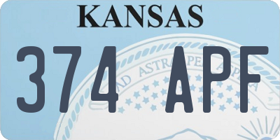 KS license plate 374APF