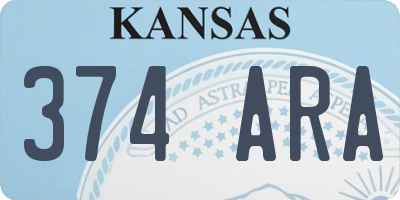 KS license plate 374ARA