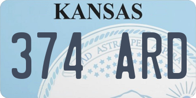 KS license plate 374ARD