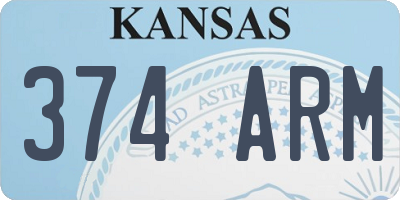 KS license plate 374ARM