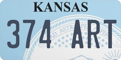 KS license plate 374ART