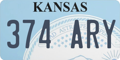 KS license plate 374ARY