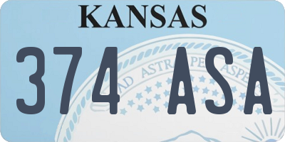 KS license plate 374ASA