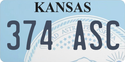 KS license plate 374ASC