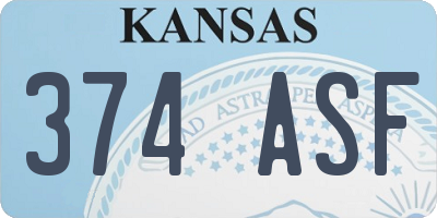 KS license plate 374ASF