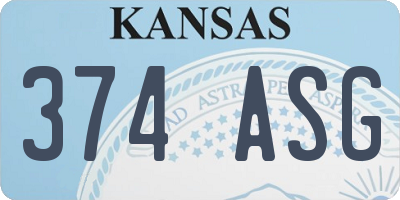 KS license plate 374ASG