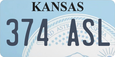 KS license plate 374ASL