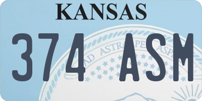 KS license plate 374ASM