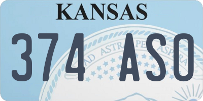 KS license plate 374ASO
