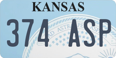 KS license plate 374ASP