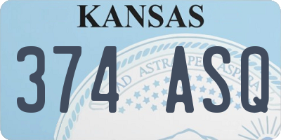 KS license plate 374ASQ
