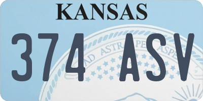 KS license plate 374ASV