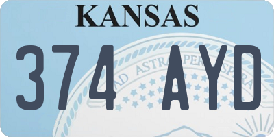 KS license plate 374AYD