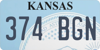 KS license plate 374BGN