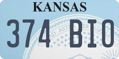 KS license plate 374BIO
