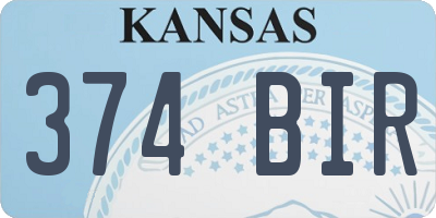 KS license plate 374BIR