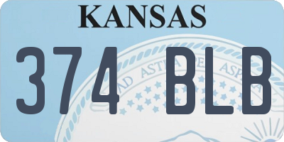 KS license plate 374BLB