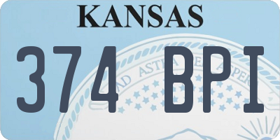 KS license plate 374BPI
