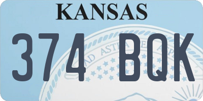 KS license plate 374BQK