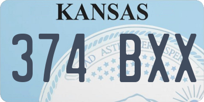 KS license plate 374BXX
