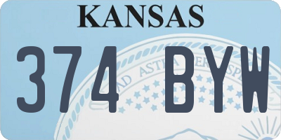 KS license plate 374BYW