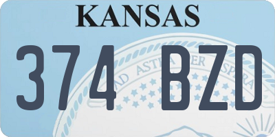 KS license plate 374BZD