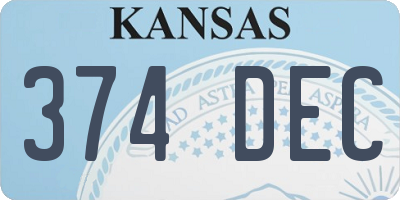 KS license plate 374DEC
