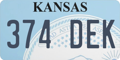 KS license plate 374DEK