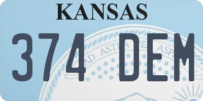 KS license plate 374DEM