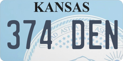 KS license plate 374DEN