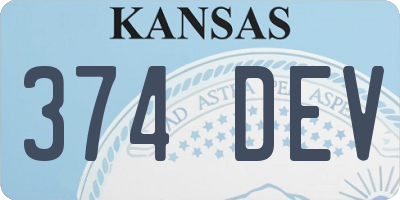 KS license plate 374DEV
