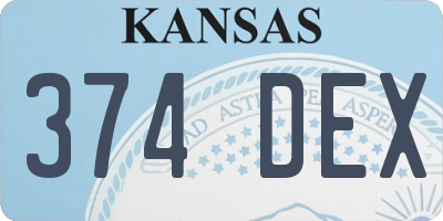 KS license plate 374DEX