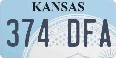 KS license plate 374DFA