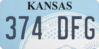 KS license plate 374DFG