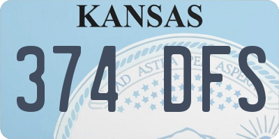 KS license plate 374DFS