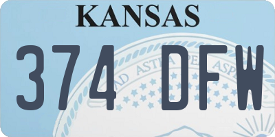 KS license plate 374DFW