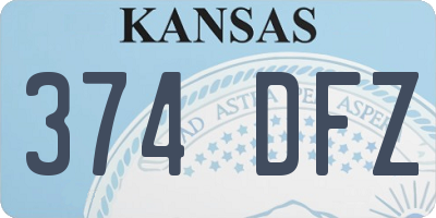 KS license plate 374DFZ