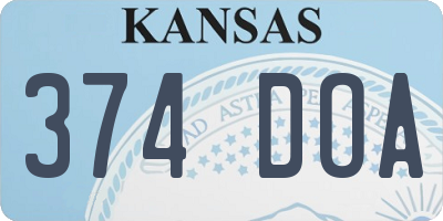 KS license plate 374DOA