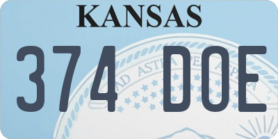 KS license plate 374DOE