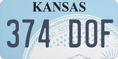KS license plate 374DOF