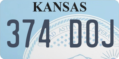 KS license plate 374DOJ