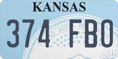 KS license plate 374FBO