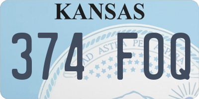KS license plate 374FOQ
