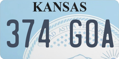 KS license plate 374GOA