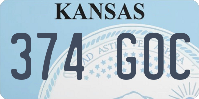 KS license plate 374GOC