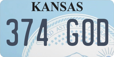 KS license plate 374GOD