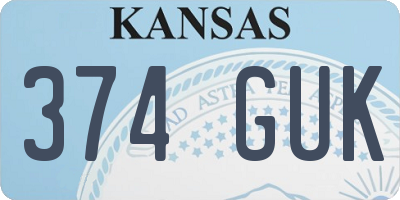KS license plate 374GUK