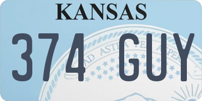 KS license plate 374GUY