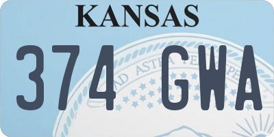 KS license plate 374GWA